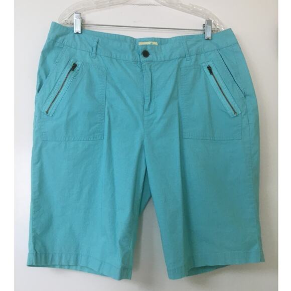 Caribbean Joe Blue Shorts Size 16, 97% Cotton Zipper, Slip & Snap Pockets - Picture 1 of 5